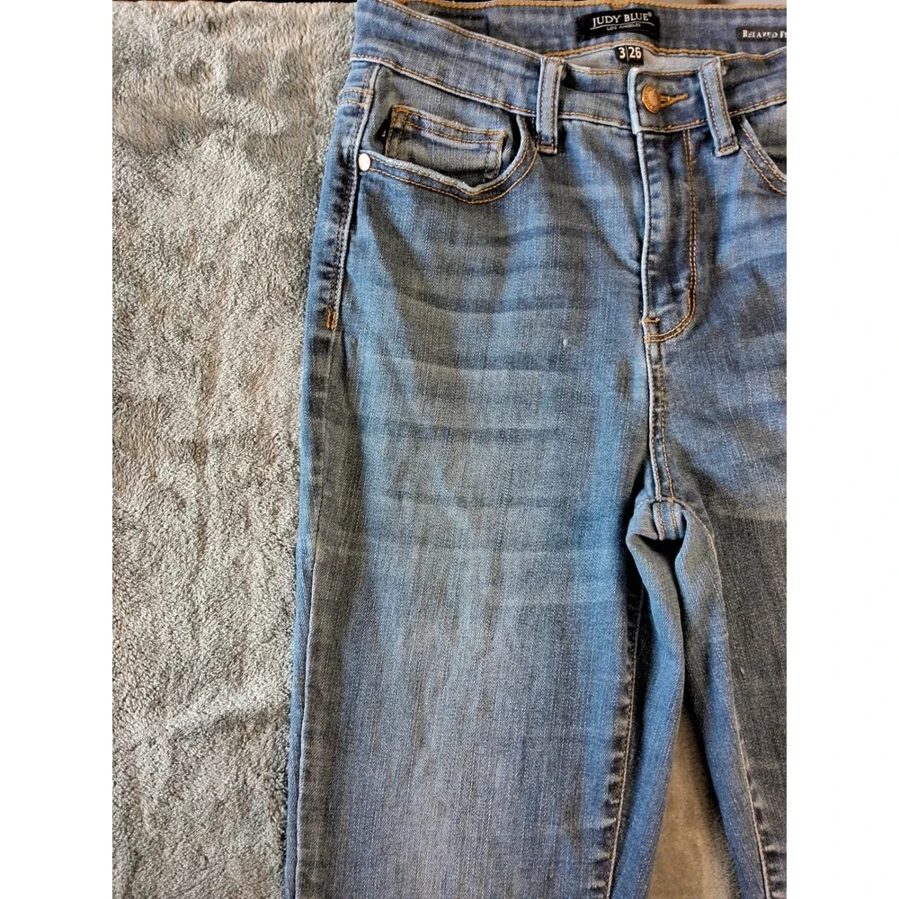 Judy Blue Relaxed Fit High Rise Medium‎ Wash Straight Leg Jeans Size 3/26